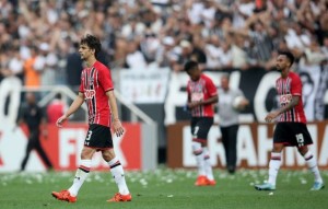 xxx of Corinthians fights for the ball with xxx of Sao Paulo during the match between Corinthians and Sao Paulo for the Brazilian Series A 2015 at Arena Corinthians on November 22, 2015 in Sao Paulo, Brazil.
