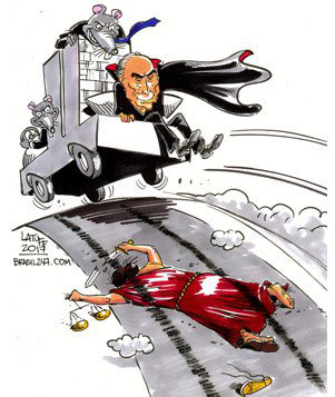 Chargista Carlos Latuff registra o dia em que a Câmara dos Deputados concedeu a Michel Temer anista pelo crime de corrupção passiva; uma Casa dominada por ratos atropela a Justiça rejeitando a peça do procurador-geral da República, Rodrigo Janot