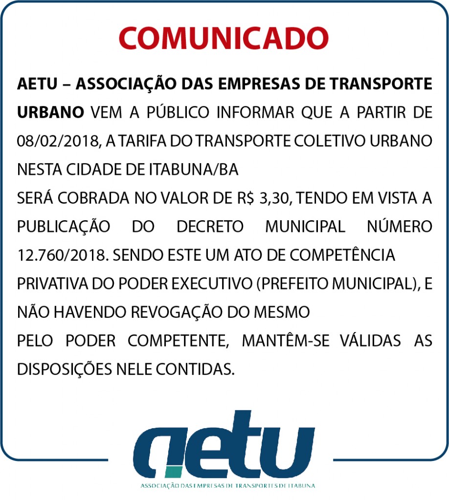 AETU - COMUNICADO