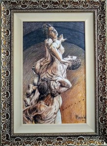 (Releitura da estátua de Giambologna – Florença - em lápis aquarelável sobre canson)